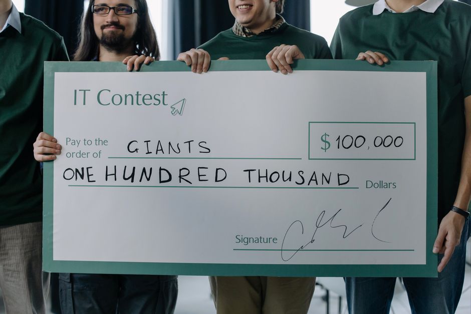 A grant award check received by an animal rescue nonprofit