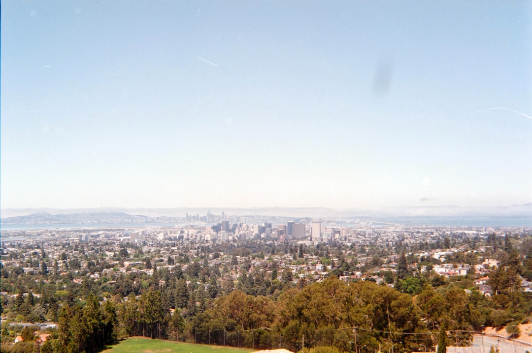 A cityscape view near Lake Merritt in Oakland, CA.