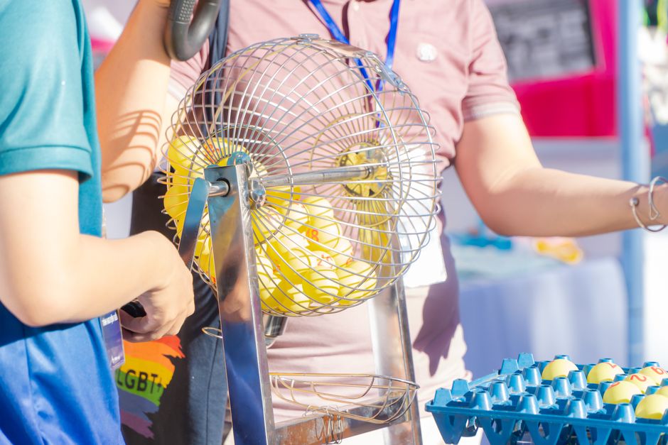 Raffle tickets and a prize basket at a rescue fundraiser