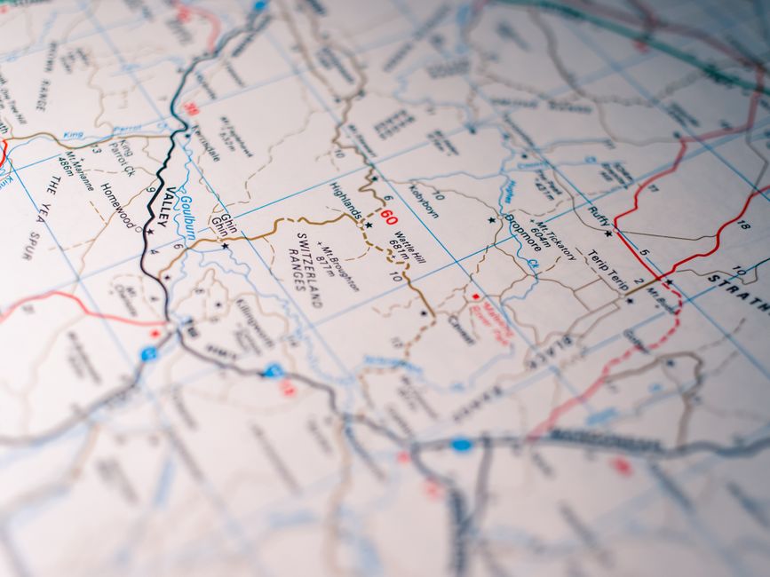 A route map used to plan an animal transport logistics run