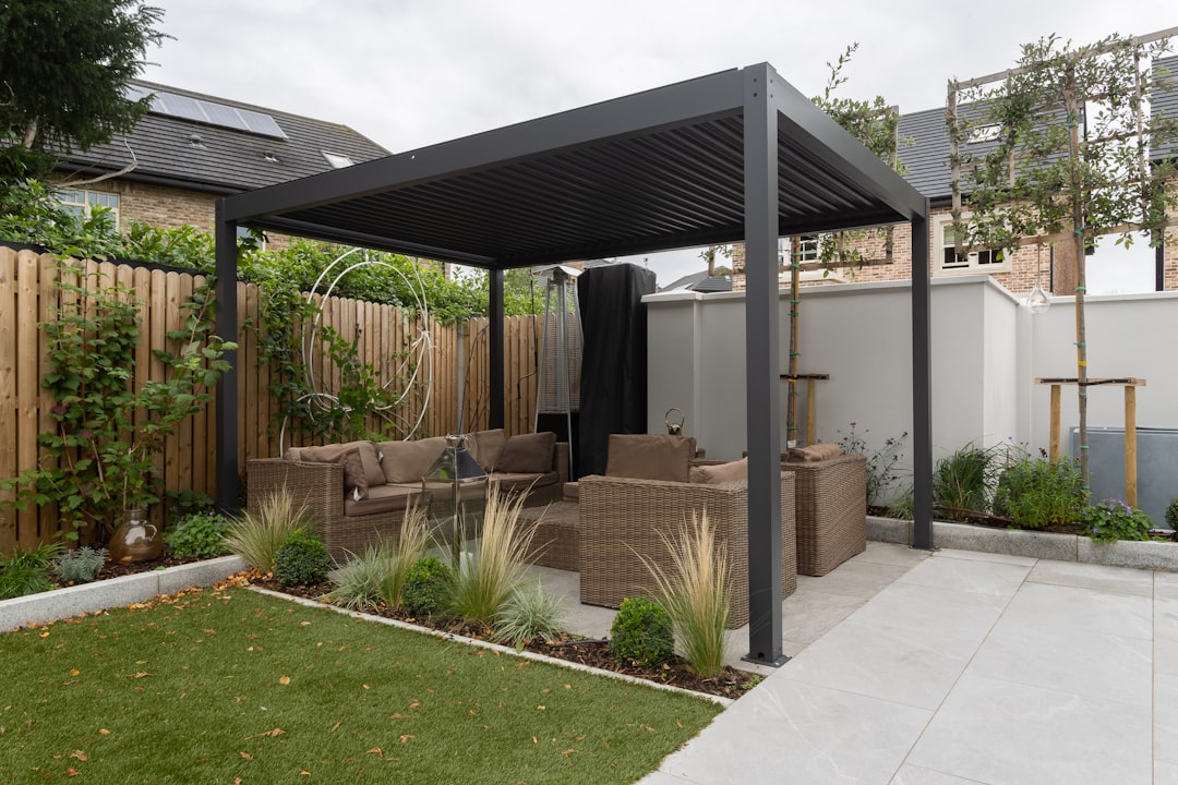 A shaded outdoor shelter positioned for airflow in hot weather